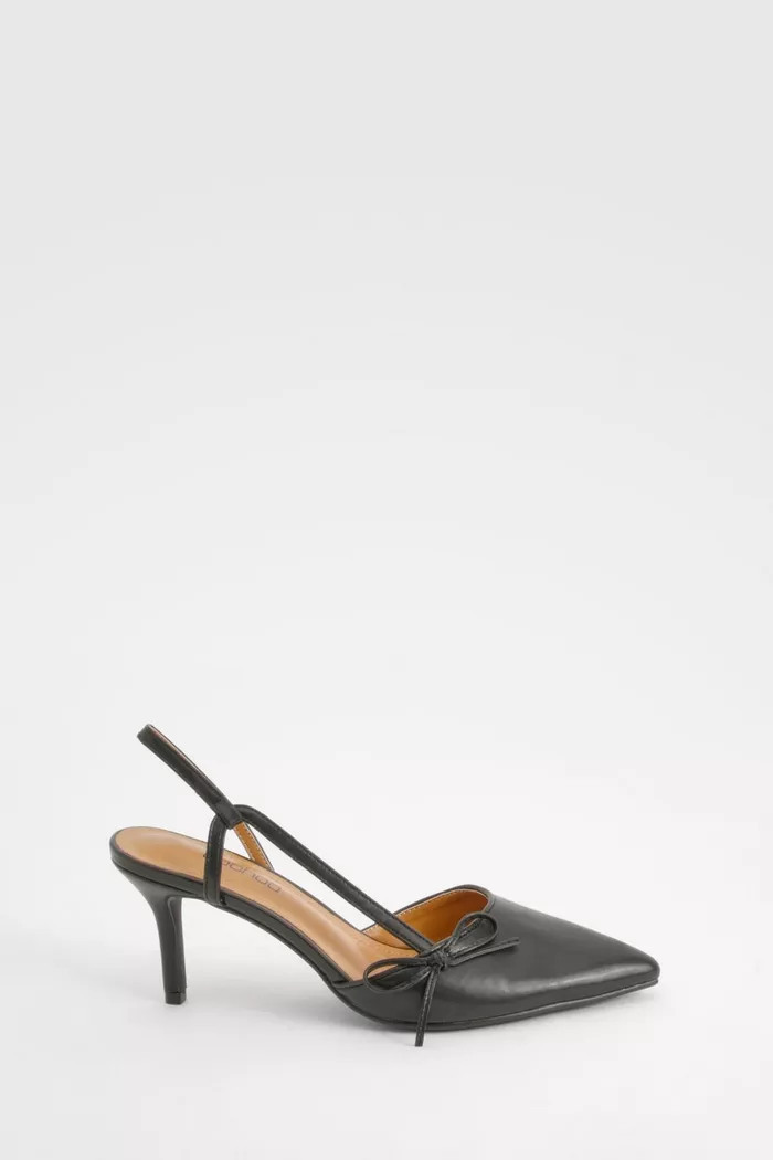 Bow Detail Slingback Court Heels | Boohoo.com (UK & IE)