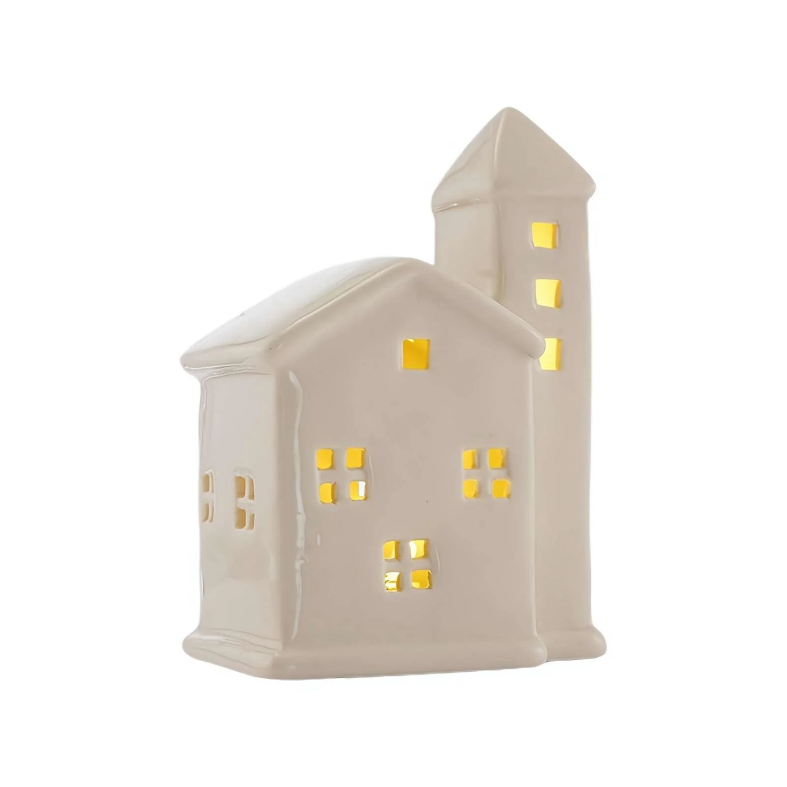 White Ceramic Christmas Village Houses, Glowing Lighted Holiday Decorations for Indoor Tabletop, ... | Walmart (US)