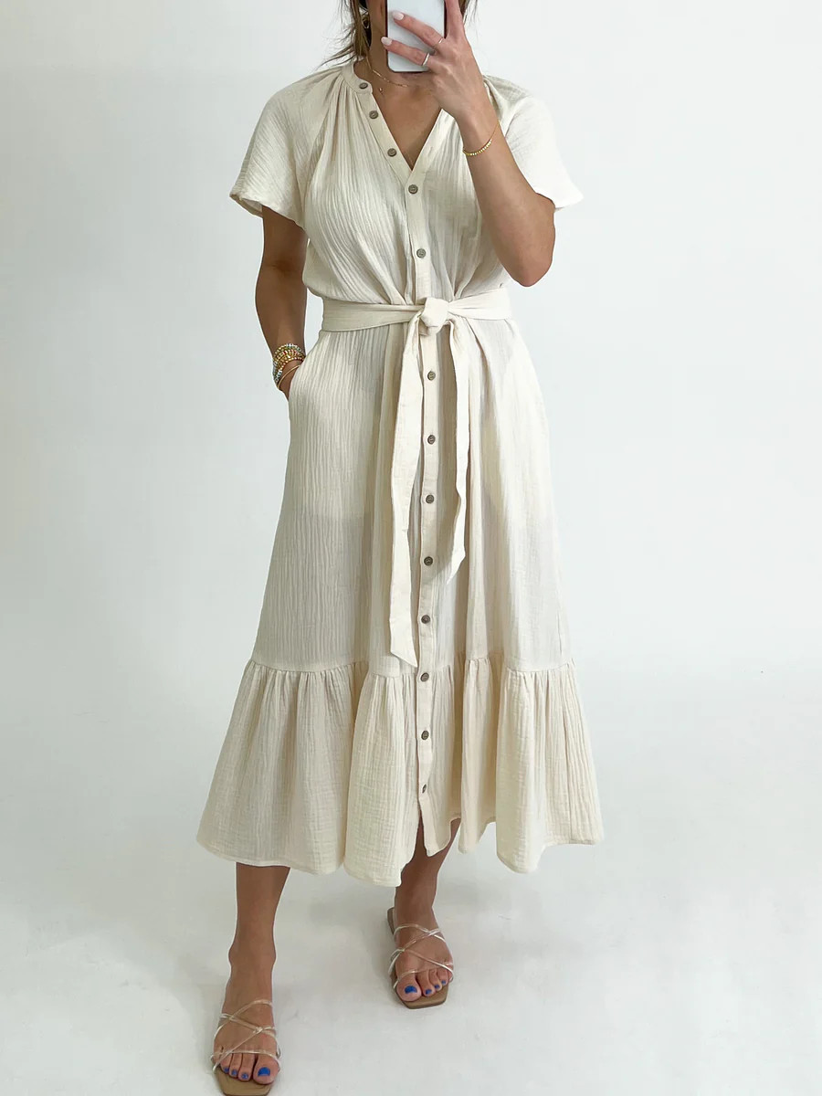 Parkside Cotton Midi Dress | Cream | Talulah