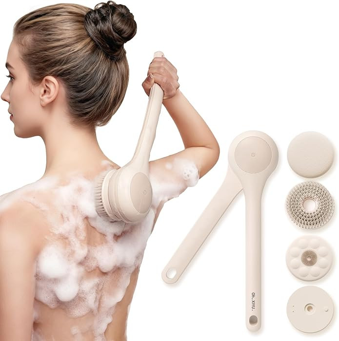 Electric Body Brush Back Scrubber for Shower, Waterproof Long Dual Handle Body Scrubber with 3 He... | Amazon (US)