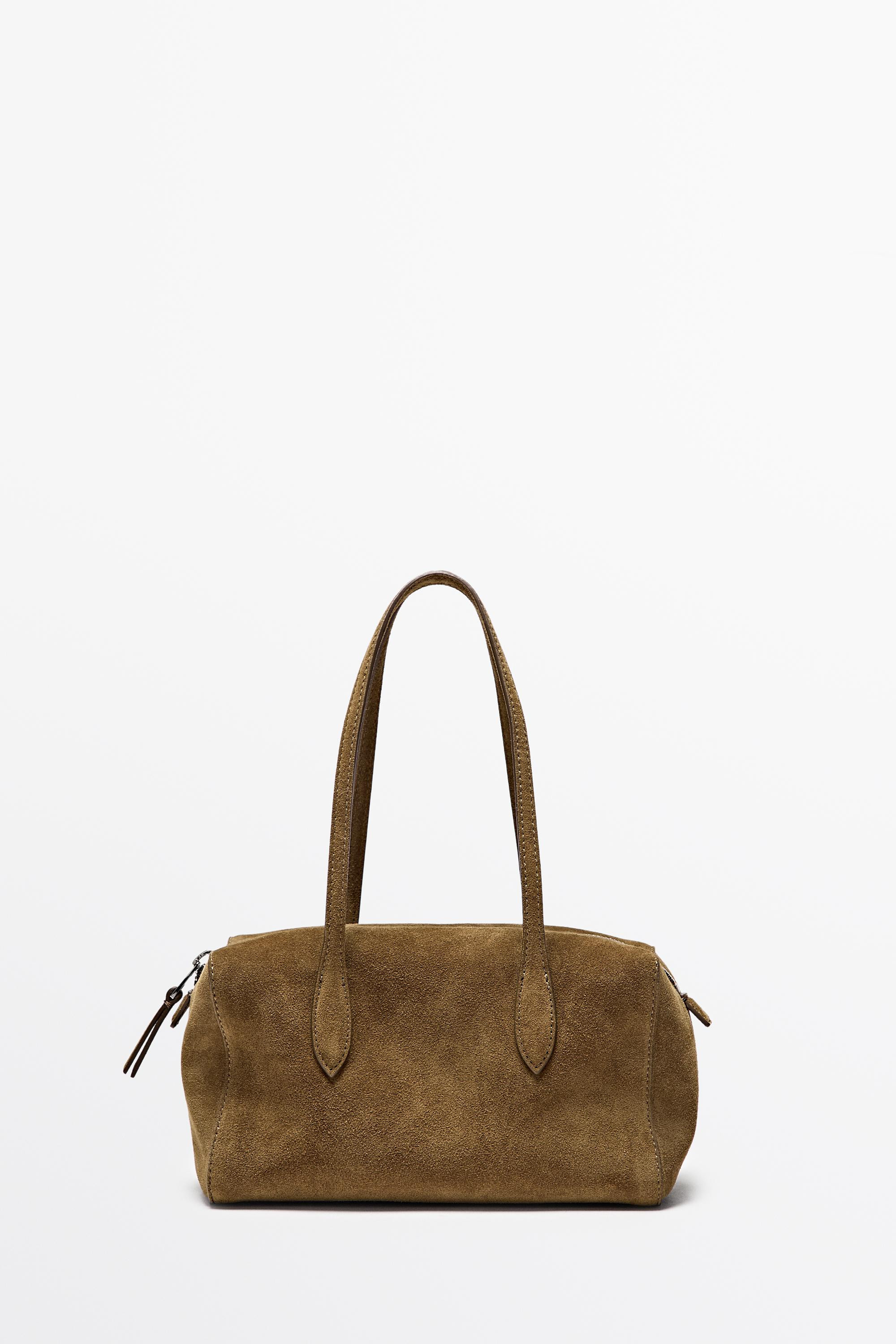 Split suede leather mini satchel bag | Massimo Dutti UK