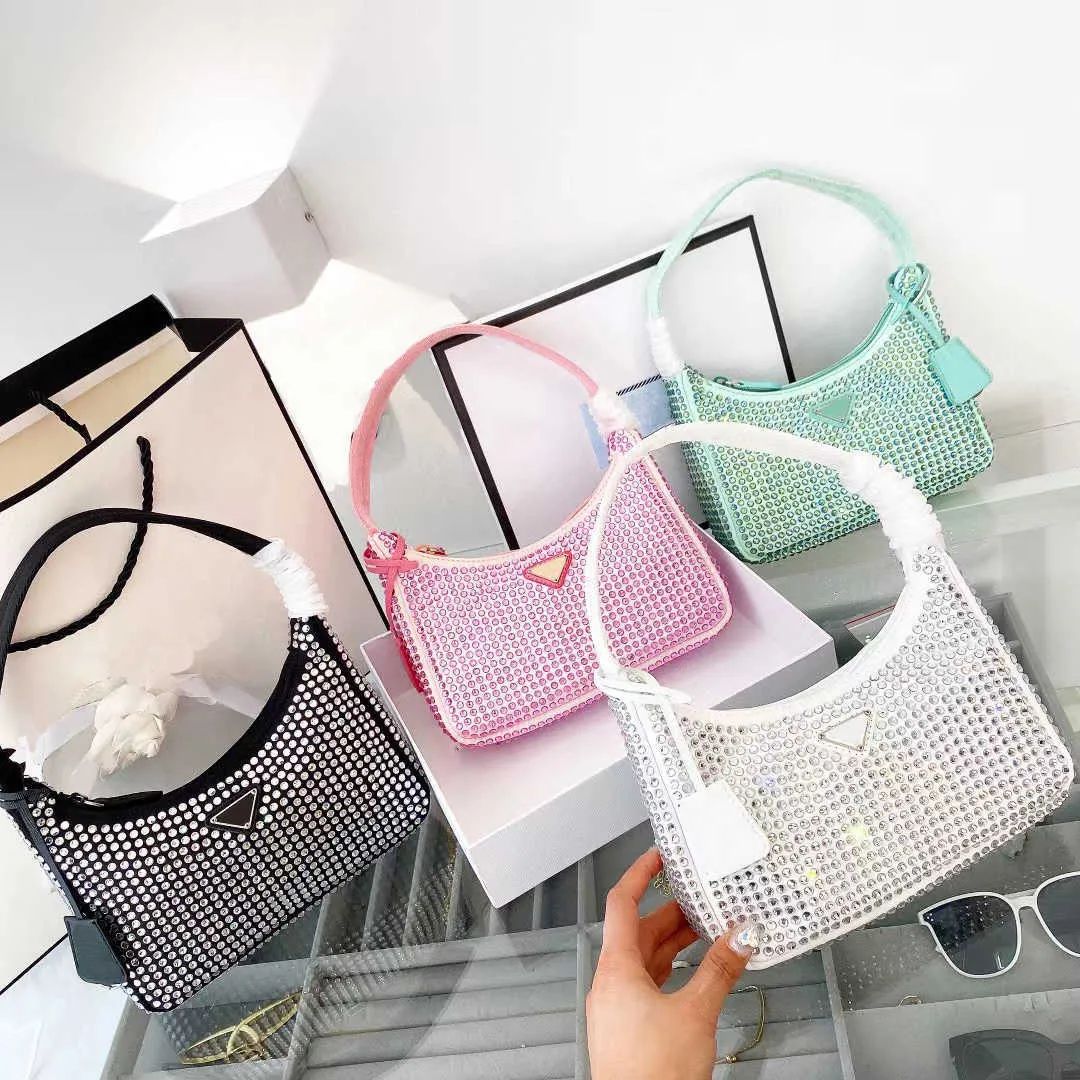 5A quality Women mini Nylon Bags handbags Pink Light Green Black White Rhinestone Purses Designer... | DHGate