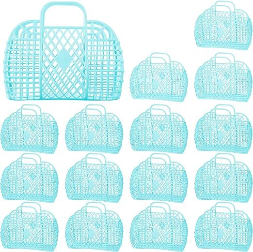 16 Pcs Girls Jelly Purse Jelly Bags Basket Reusable Jelly Beach Bag Plastic Beach Tote Gift Baske... | Amazon (US)