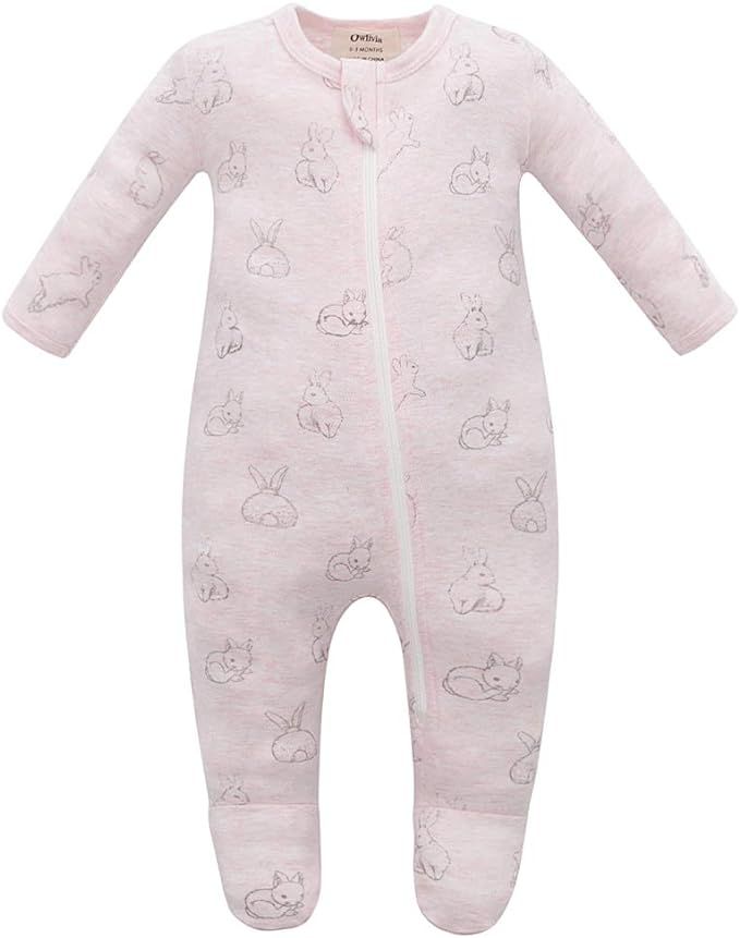 Owlivia Organic Cotton Baby Pajamas, Boys Girls Zip Front Sleep 'N Play, Footed Sleeper, Long Sle... | Amazon (US)