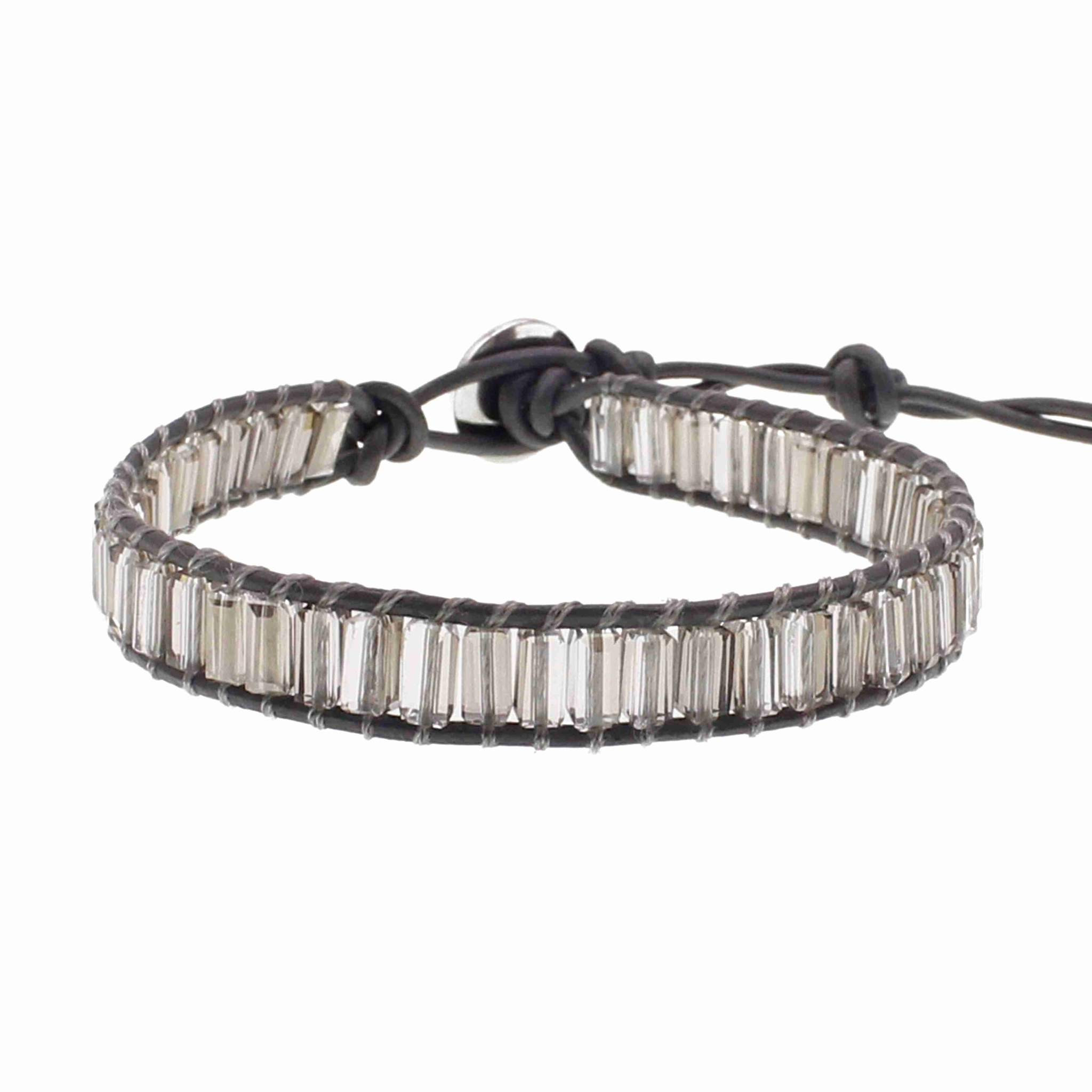 Emerald Cut Silver Dorado on Gray - Single Wrap | Victoria Emerson