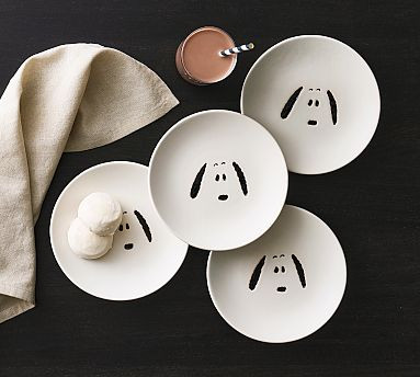 Peanuts™ Snoopy™ Stoneware Appetizer Plates - Set of 4 | Pottery Barn (US)
