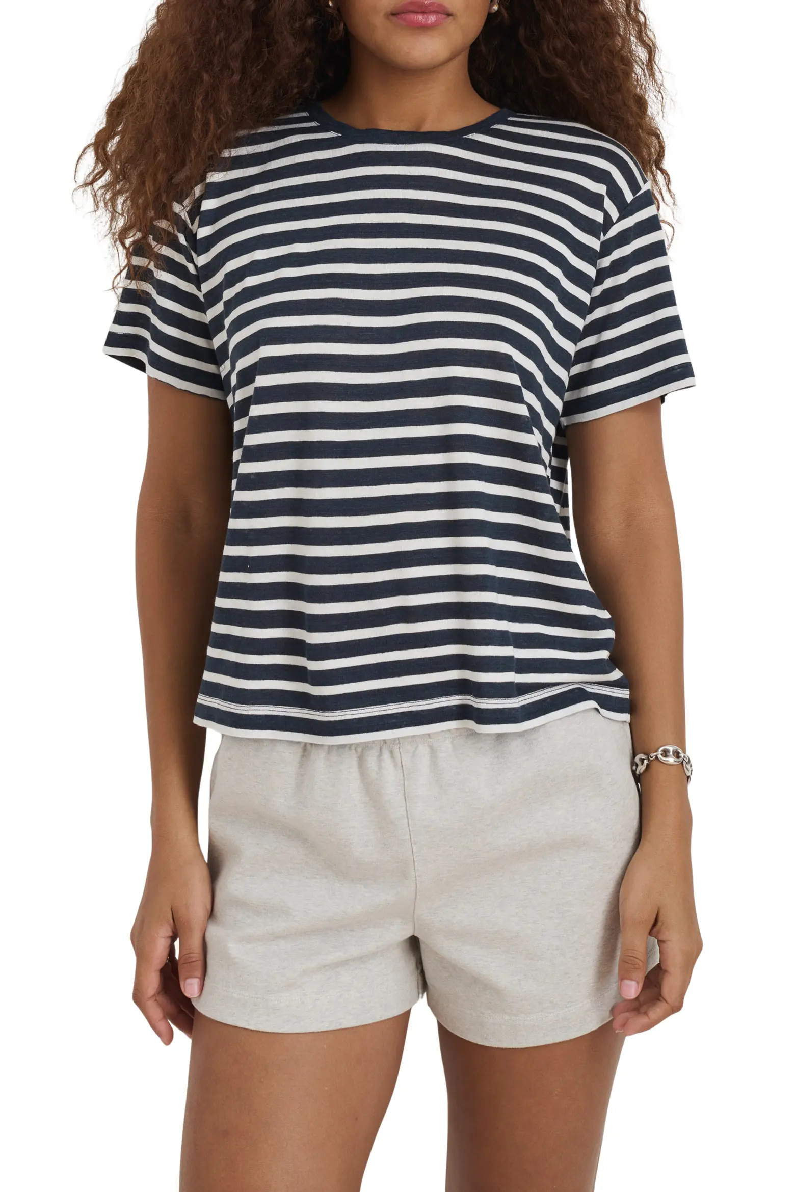 Garcon Stripe Linen Blend T-Shirt (Women) | Nordstrom | Nordstrom