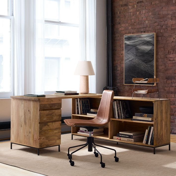 Slope Leather Swivel Office Chair | West Elm (US)