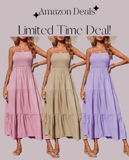 Amazon deals / PRETTYGARDEN Womens Spaghetti Strap Smocked Tiered Long Beach Sun Dress / wedding guest dress 

#LTKSaleAlert #LTKWedding #LTKOver40