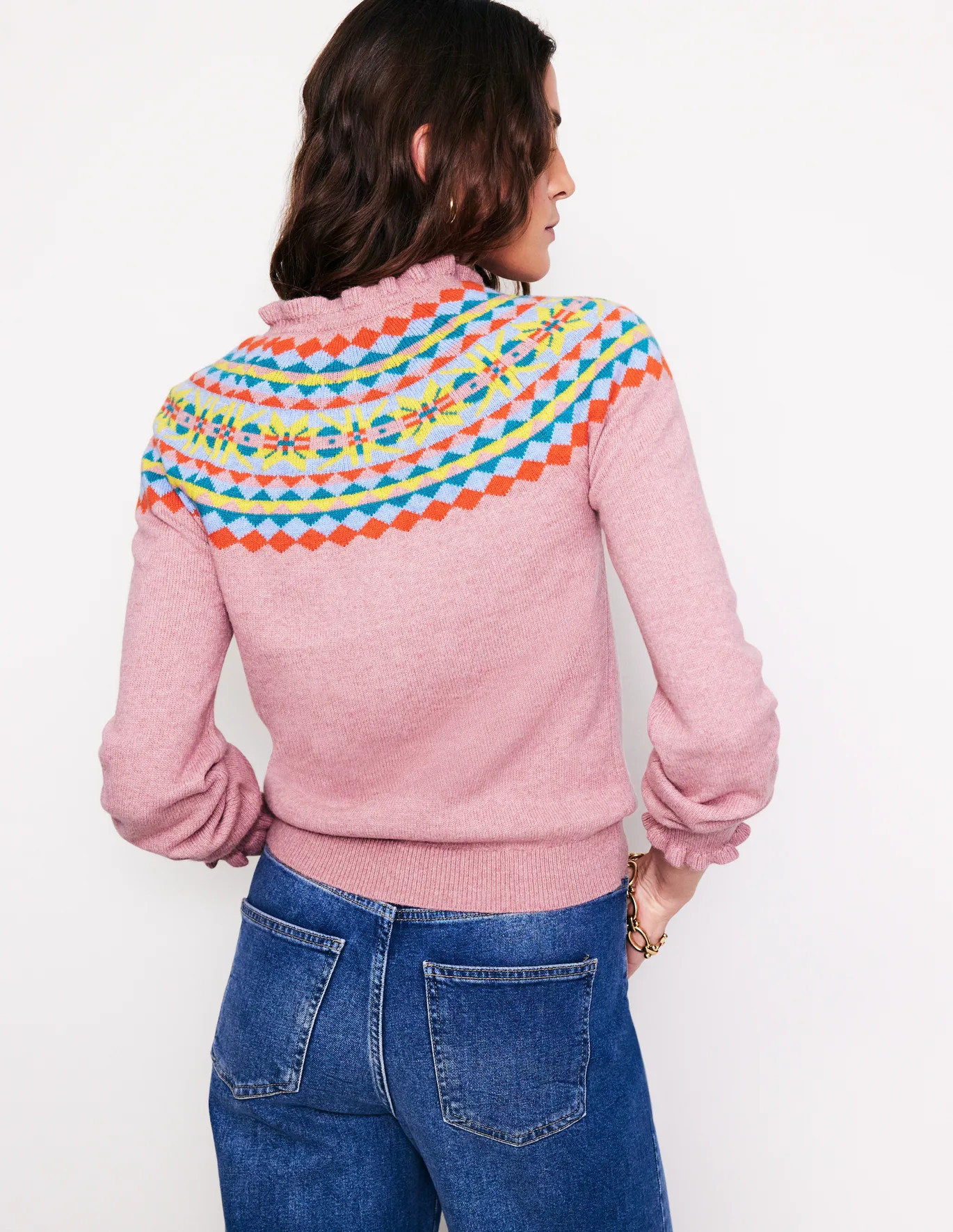 Fae Fair Isle Frilled Cardigan | Boden (US)