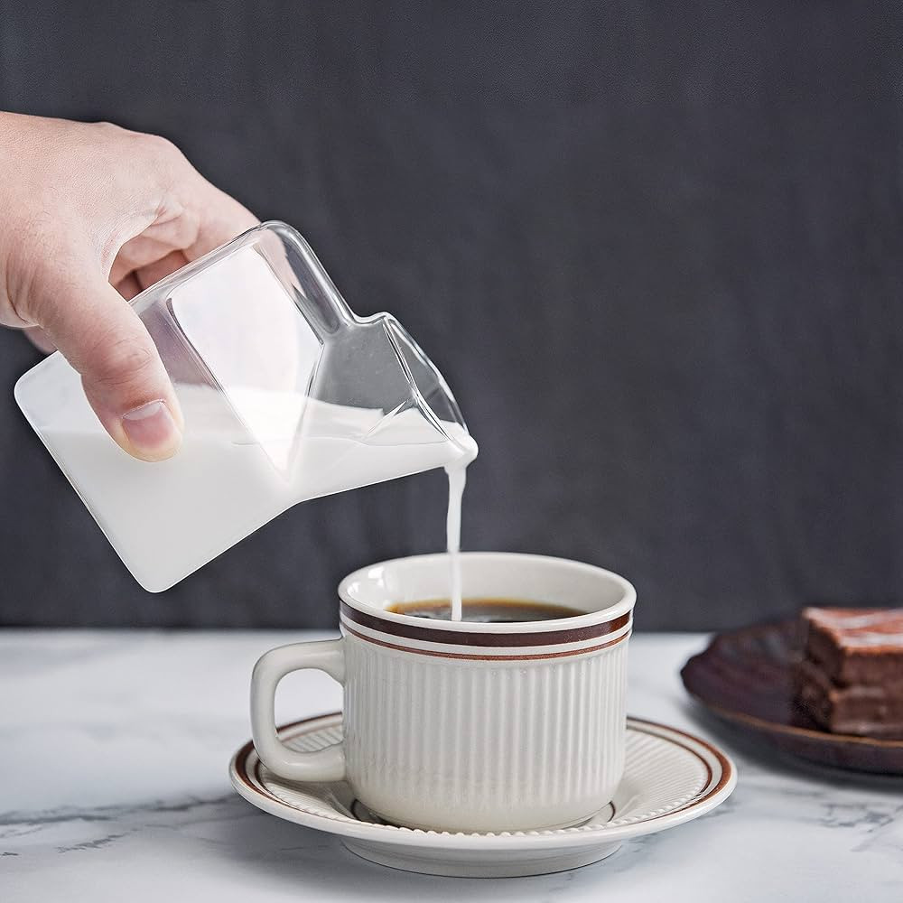 Glass Milk Carton Creamer Pitcher Cute Clear Kawaii Milk Carton Cup Mini Creamer Pitcher Container 12 Oz, 1Pcs | Amazon (US)
