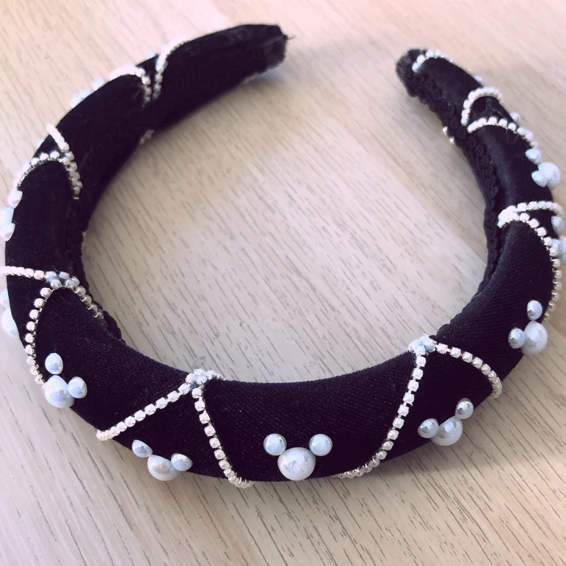 Mickey Pearls Black Headband | Etsy | Etsy (US)