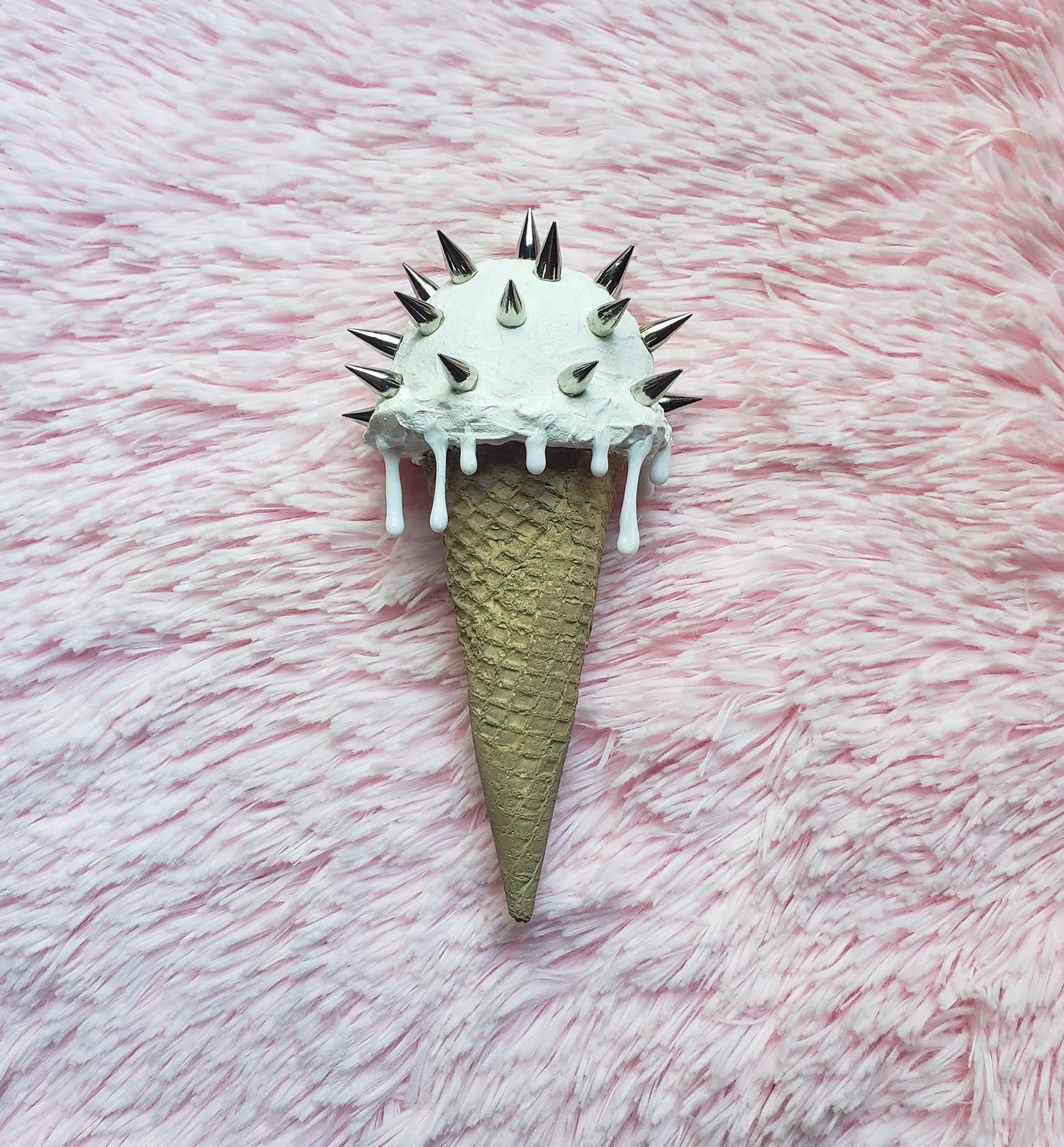 Spike punk icecream ice cream cone  faux dessert decor wallhanging wall art decorations vanilla s... | Etsy (Global)