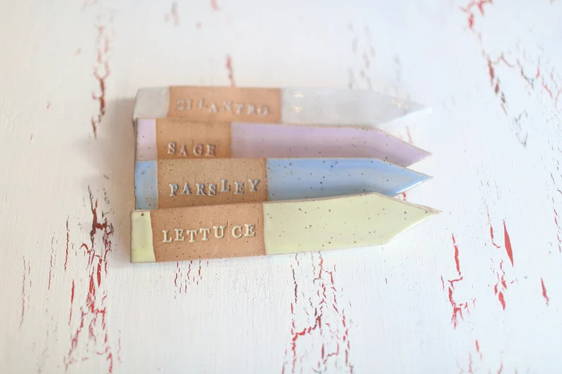 Ceramic Garden Labels -Set of Garden Stakes- Herb Labels- Garden Decorations | Etsy (US)