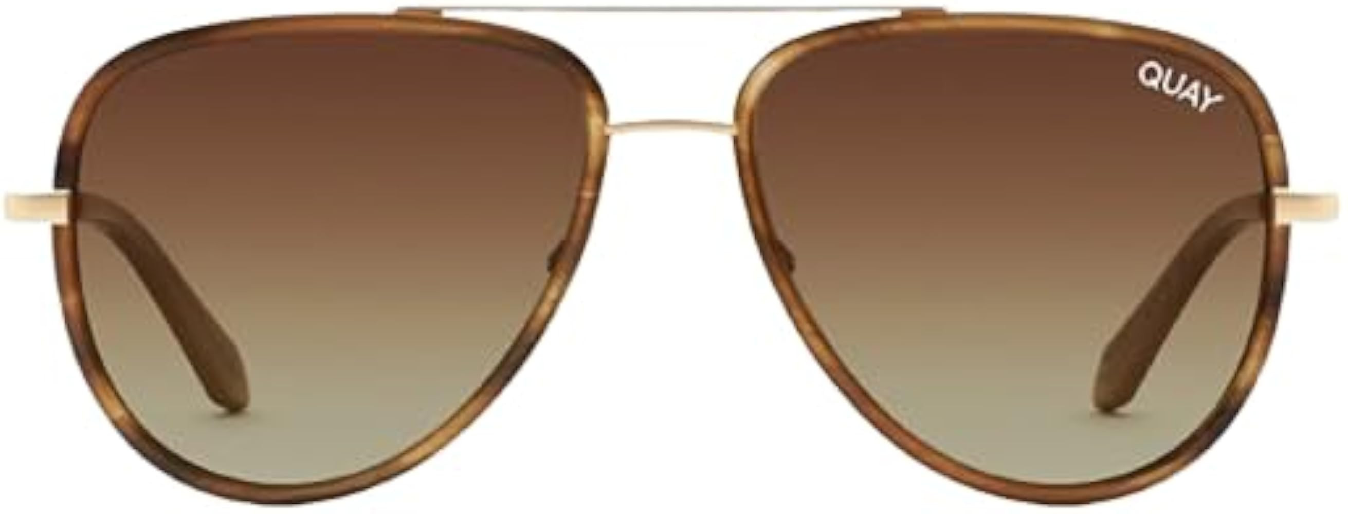 Quay Australia All In Mini Tortoise Gold/Brown Polarized Aviator Sunglasses Gold Frame 49mm | Amazon (US)