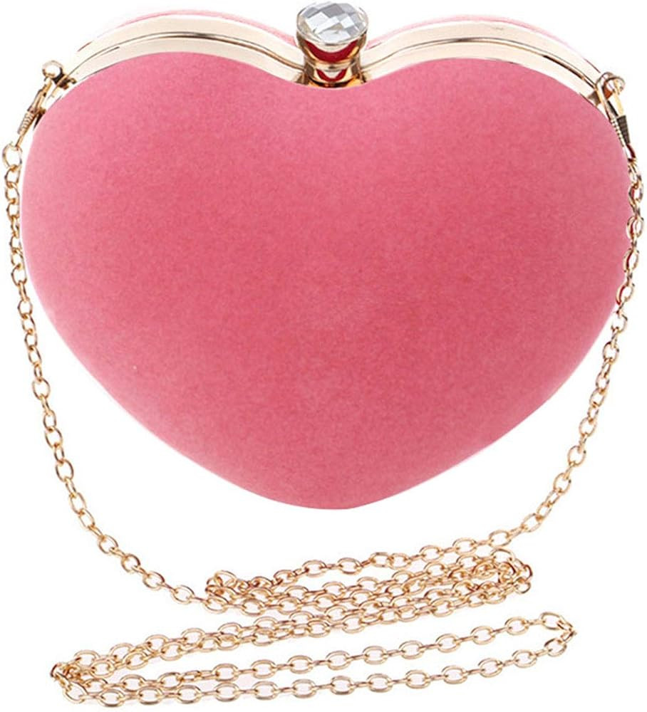 Reberomantic Heart Shaped Evening Purse Velvet Clutch Purse Solid Evening Bag | Amazon (US)