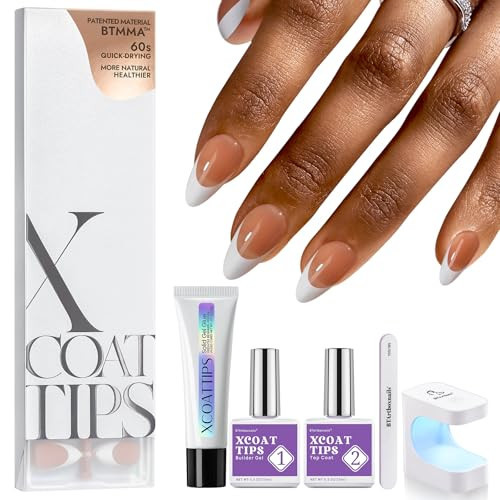BTArtboxnails French XCOATTIPS Nail Kit - Brown Medium Almond French Tip Press on Nails Fake Nails for Nail Art Wedding Easy DIY | Amazon (US)