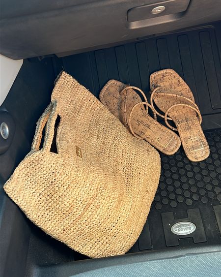 Headed to the lake 🌊 sandals and bag linked