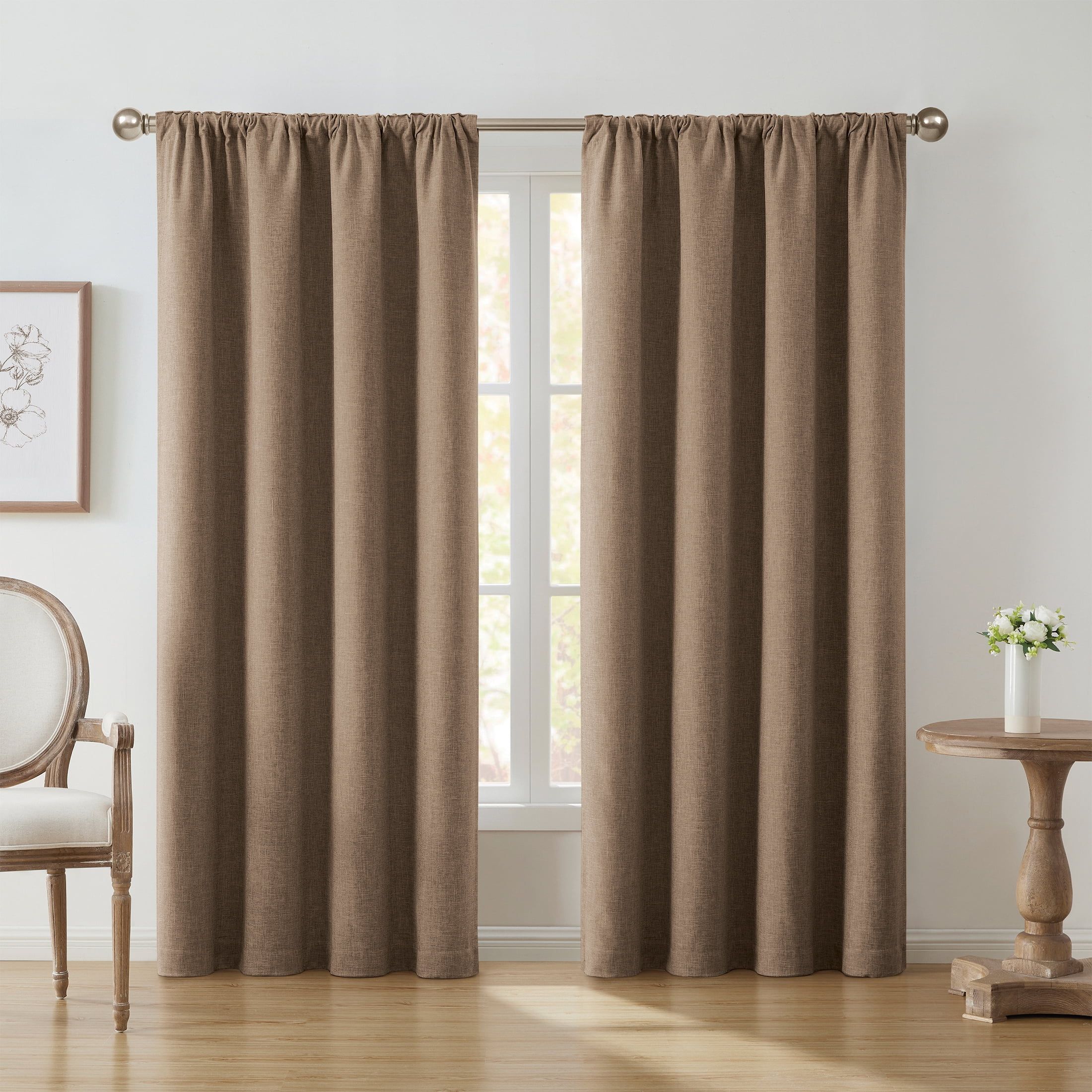 My Texas House Solid Woodsmoke Rod Pocket Back Tab Blackout Curtain Panel, 52" x 108" | Walmart (US)