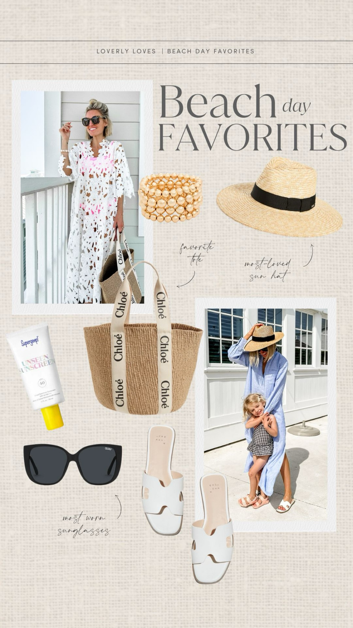 Beach day favorites! I love this Chloé tote and my most worn Quay sunglasses. Loverly Grey, resort wear 

#LTKStyleTip #LTKSwim #LTKBeauty
