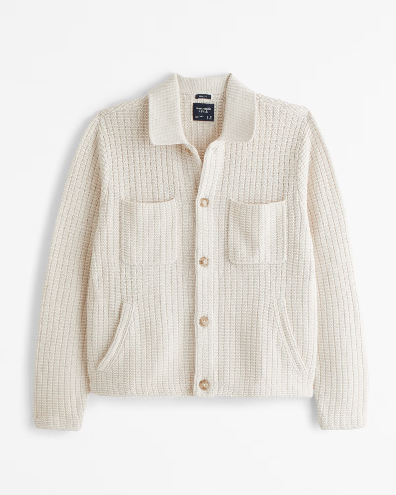 Men's Cropped Stitched Sweater Shirt Jacket | Men's Tops | Abercrombie.com | Abercrombie & Fitch (US)