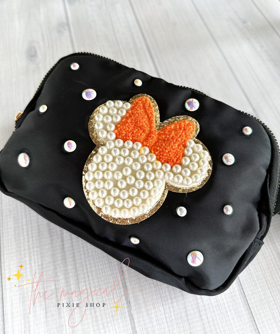 Fall Halloween Mouse Black Crossbody Bag with iridescent pearls, Bridal Pearl Mouse Bag, Theme Pa... | Etsy (US)