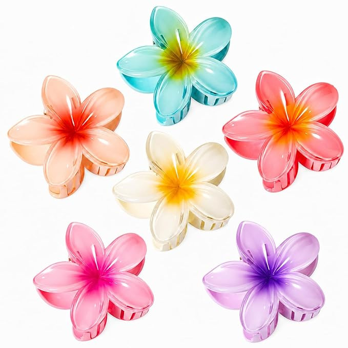 Vigorpace 6 Pcs Flower Hair Claw Clips for Women Girls, Hawaiian Hibiscus Hair Clips, Cute Summer... | Amazon (US)