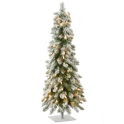 National Tree Company Pre-lit Artificial Mini Christmas Tree | Includes Pre-strung White Lights | Snowy Downswept Forestree - 3 ft | Amazon (US)
