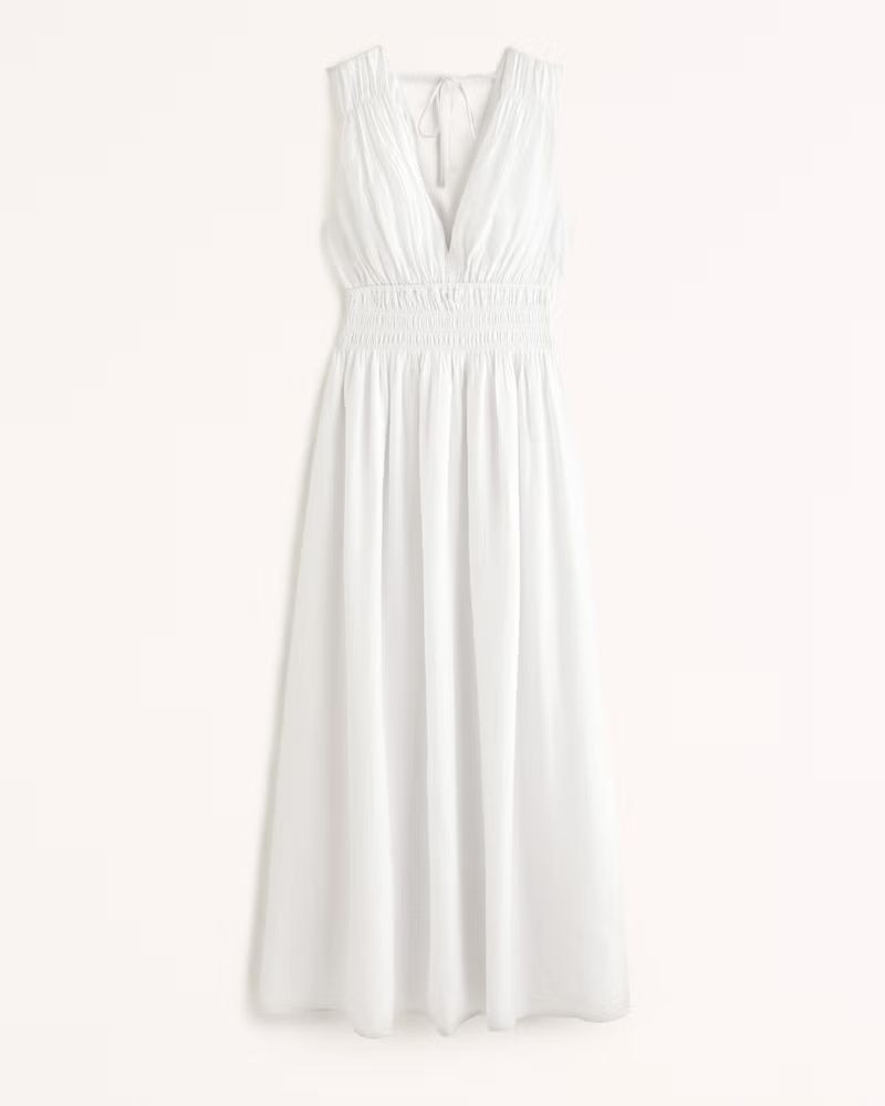 Crinkle Textured Smocked Waist Maxi Dress | Abercrombie & Fitch (US)