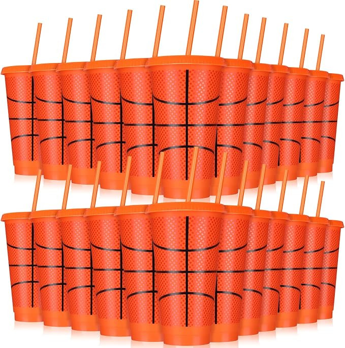 Maxcheck 24 Pieces Stadium Cups 24 oz Basketball Plastic Cups Reusable Basketball Party Favors Pl... | Amazon (US)