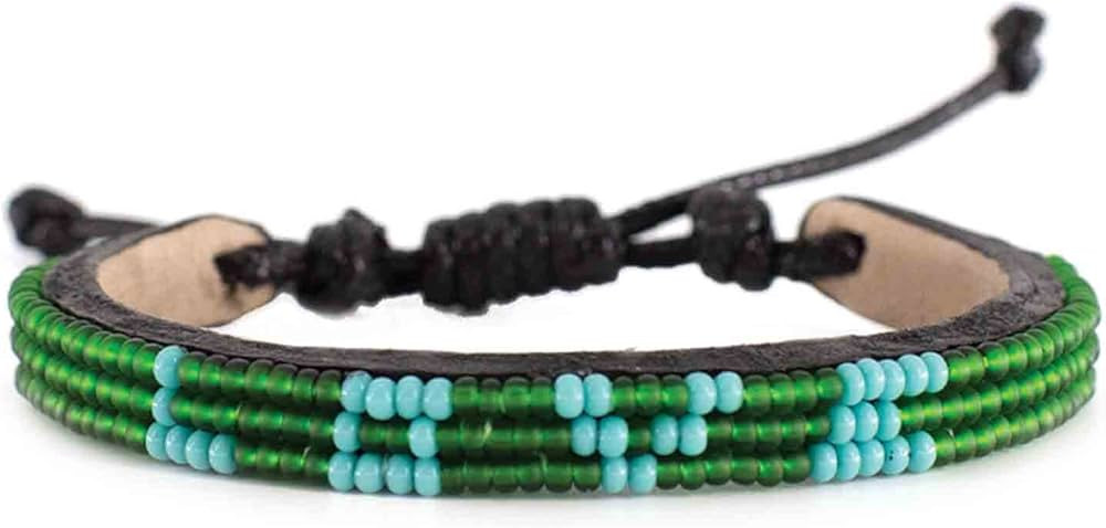 Ubuntu Life Skinny Love Beaded Leather Bracelet – Handmade Glass Bead Bracelet with Slide Closu... | Amazon (US)