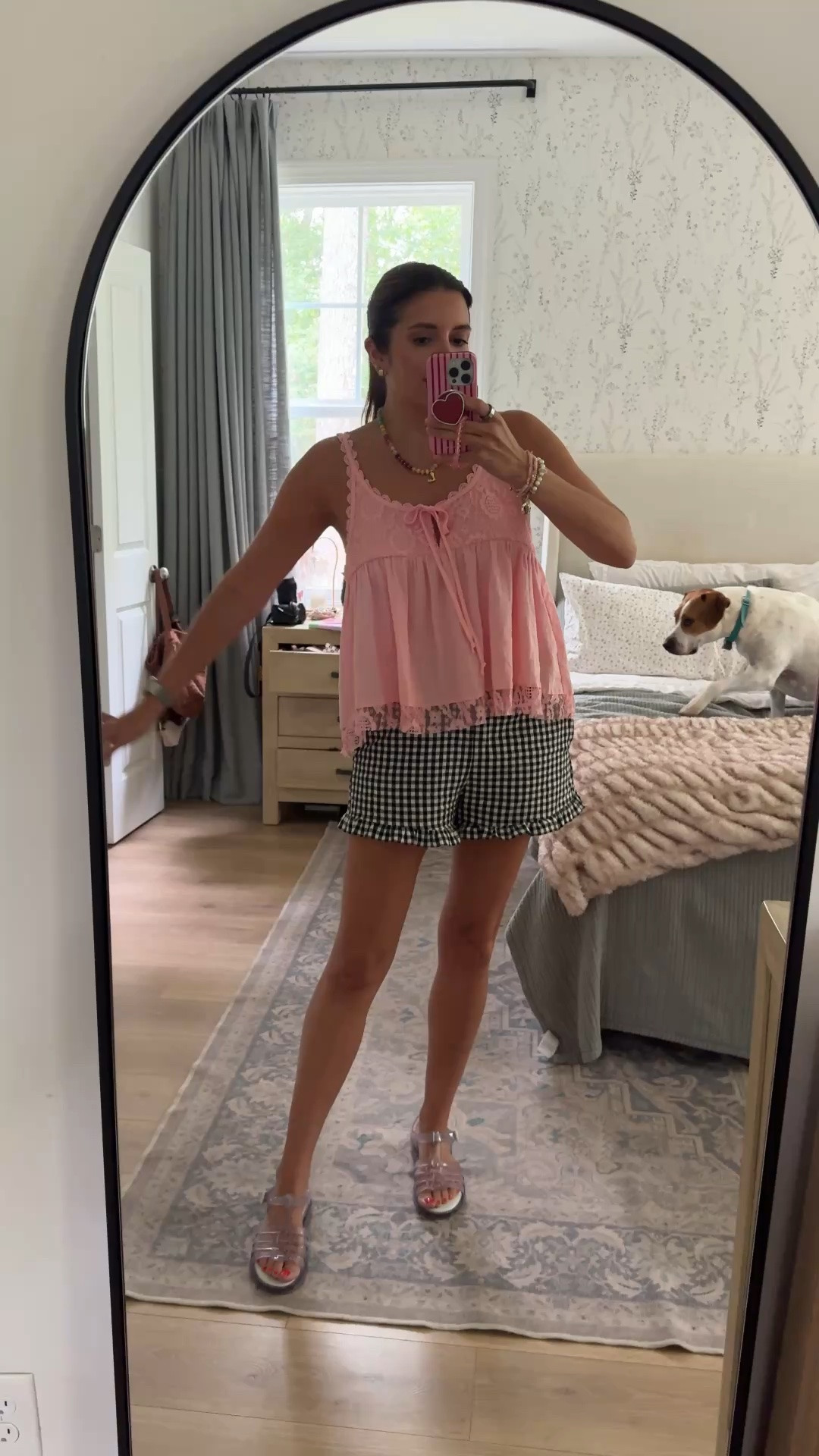 Outfit of the day! Medium tank (should have stuck with small— tts!), shorts in a medium. I’m 5’7” typical 4.

#LTKOver40 #LTKootd