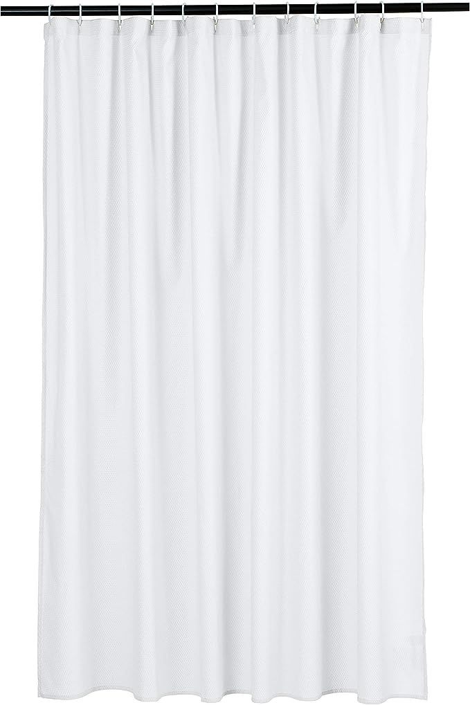 Amazon Basics Waffle Texture Bathroom Shower Curtain - White, 72 Inch | Amazon (US)