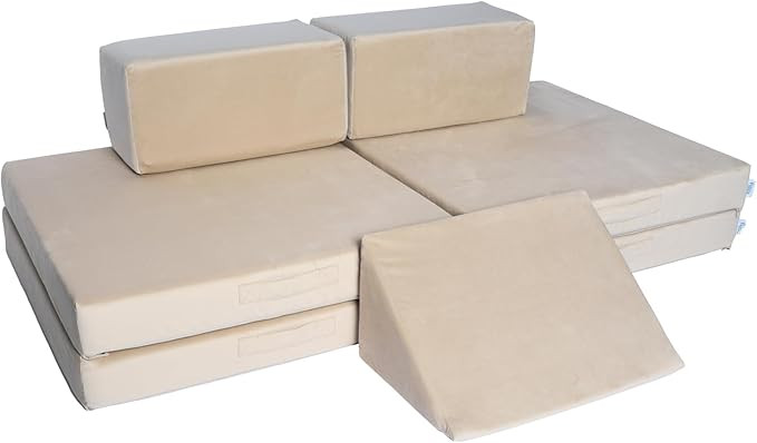 The Figgy 7 Piece Modular Play Couch for Kids- Washable, Waterproof, Made in USA, Sturdy, Hook an... | Amazon (US)