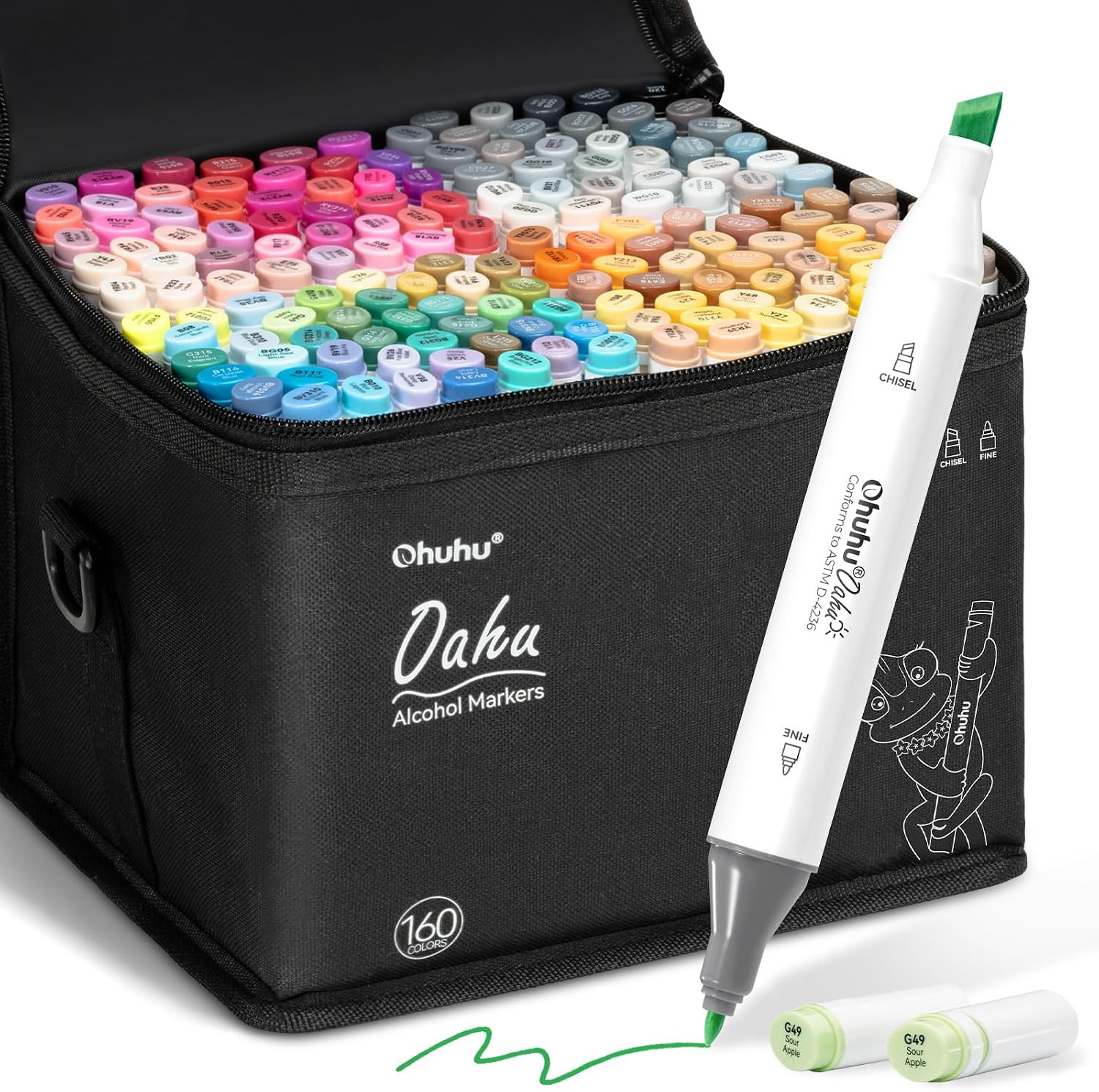 Ohuhu Alcohol Markers - Double Tipped Art Marker Set for Artist Illustration -160 Colors- Chisel & Fine Dual Tips- Oahu of Ohuhu Markers - Refillable | Amazon (US)