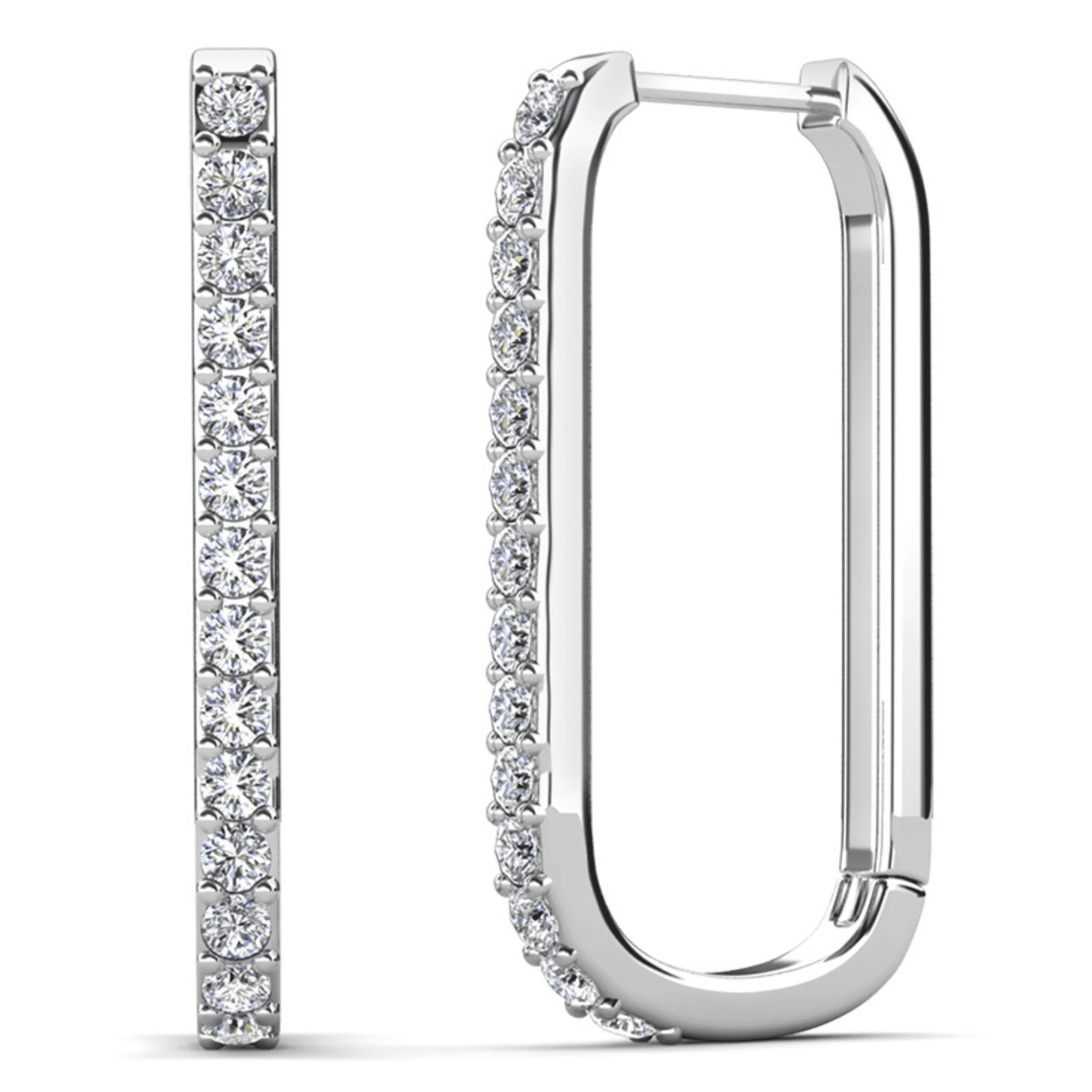 Cate & Chloe Nadia 18k White Gold Plated 24mm Hoop Earrings with Swarovski Crystals Gift for Wome... | Walmart (US)