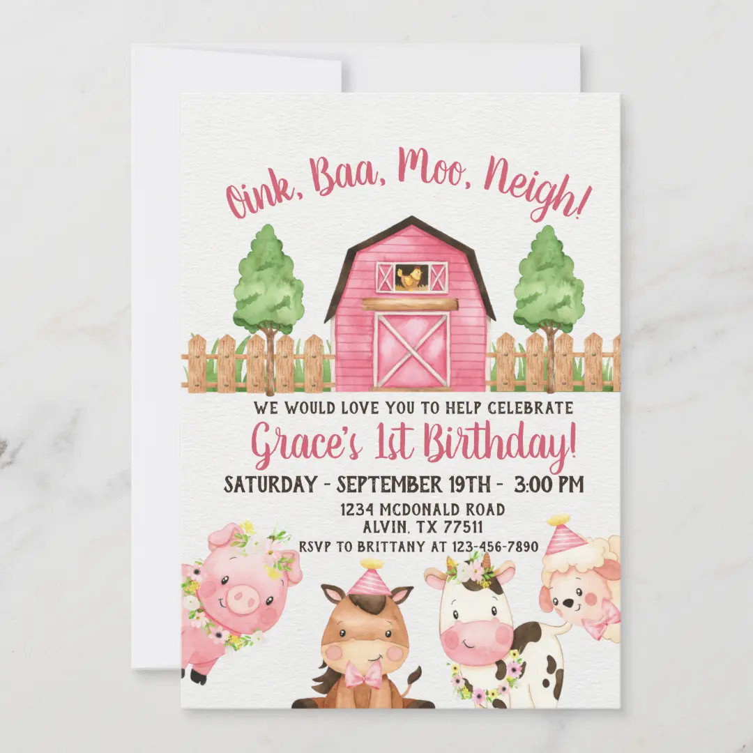 Farm Barnyard 1st Birthday Invitation | Zazzle | Zazzle
