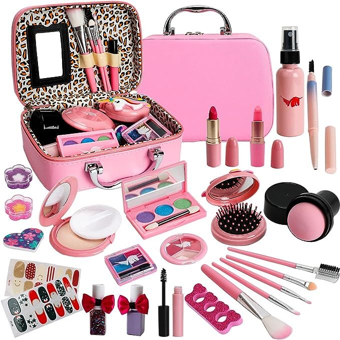 Kids Washable Makeup Girl Toys - Kids Makeup Kit for Girl, Real Make Up Set, Little Girls Makeup ... | Amazon (US)