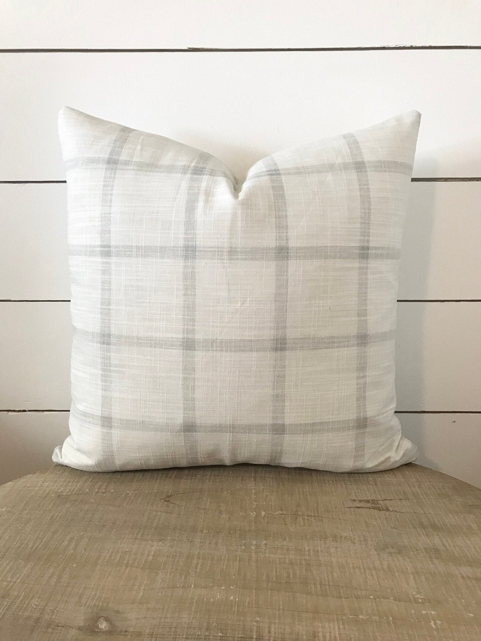 Gray Windowpane Pillow, Grey Plaid Pillow, Farmhouse Pillow Cover 20x20, Modern Farmhouse Pillow,... | Etsy (US)