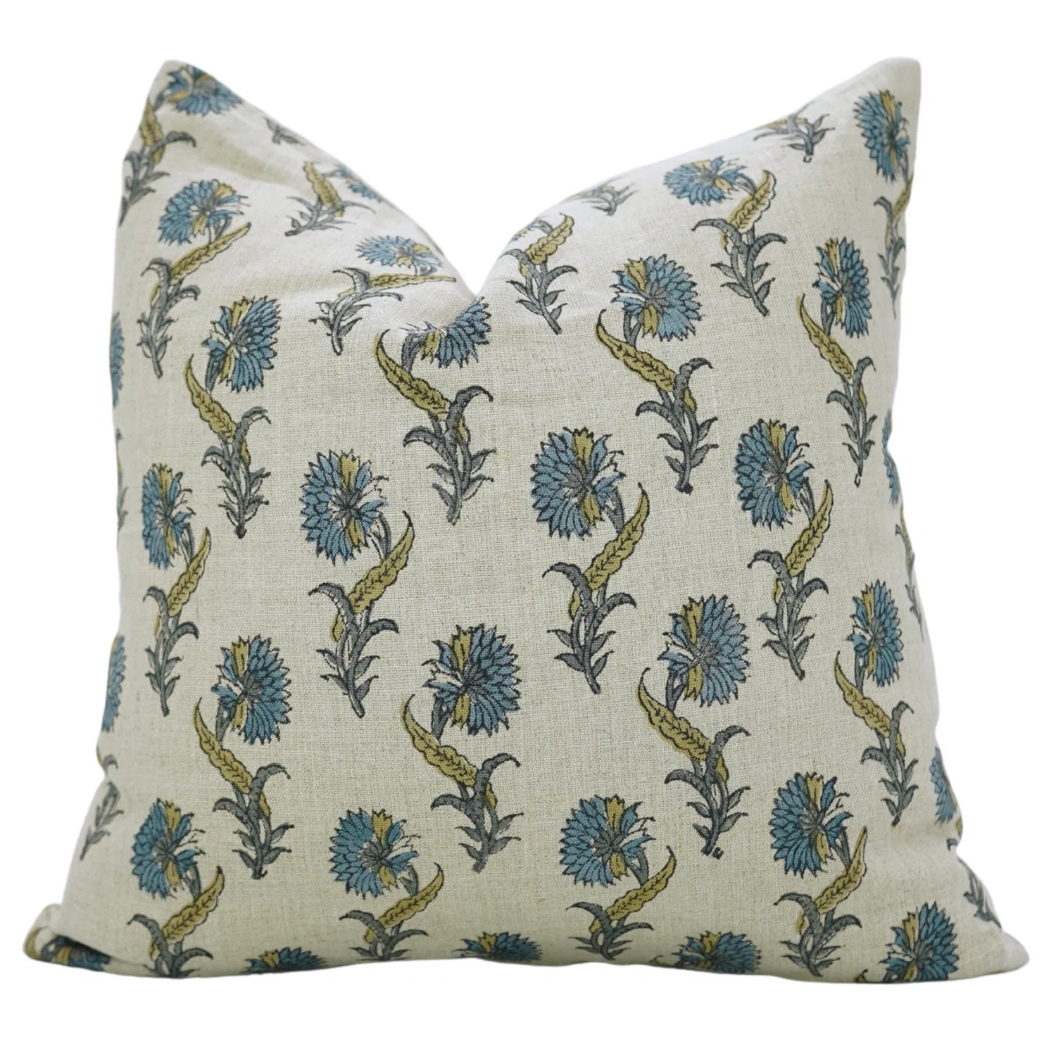 Fabdivine Heritage-Inspired Handcrafted Pillow Cover for Sofa Décor, Daffodil, Blue | Wayfair | Wayfair North America