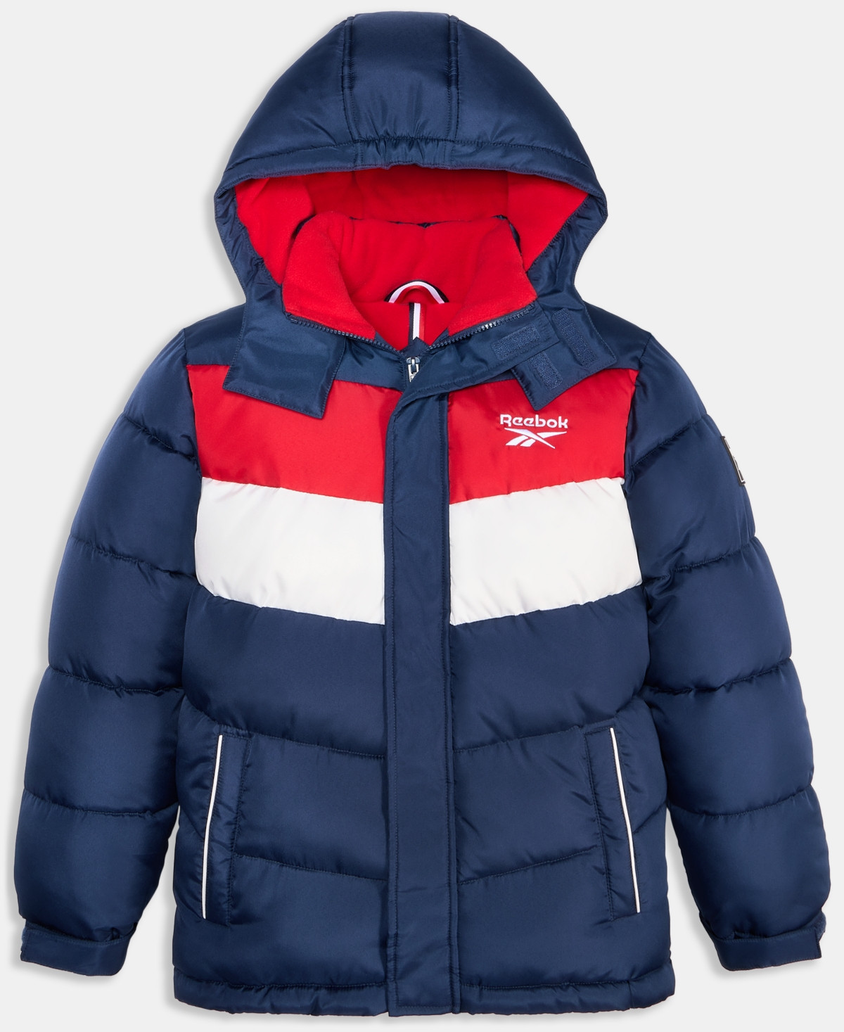Reebok Big Boys Color Blocked Promo Long Sleeve Puffer Jacket - Navy | Macy's