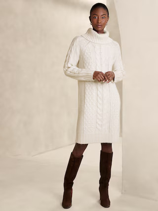 Cable Knee-Length Sweater Dress | Banana Republic Factory