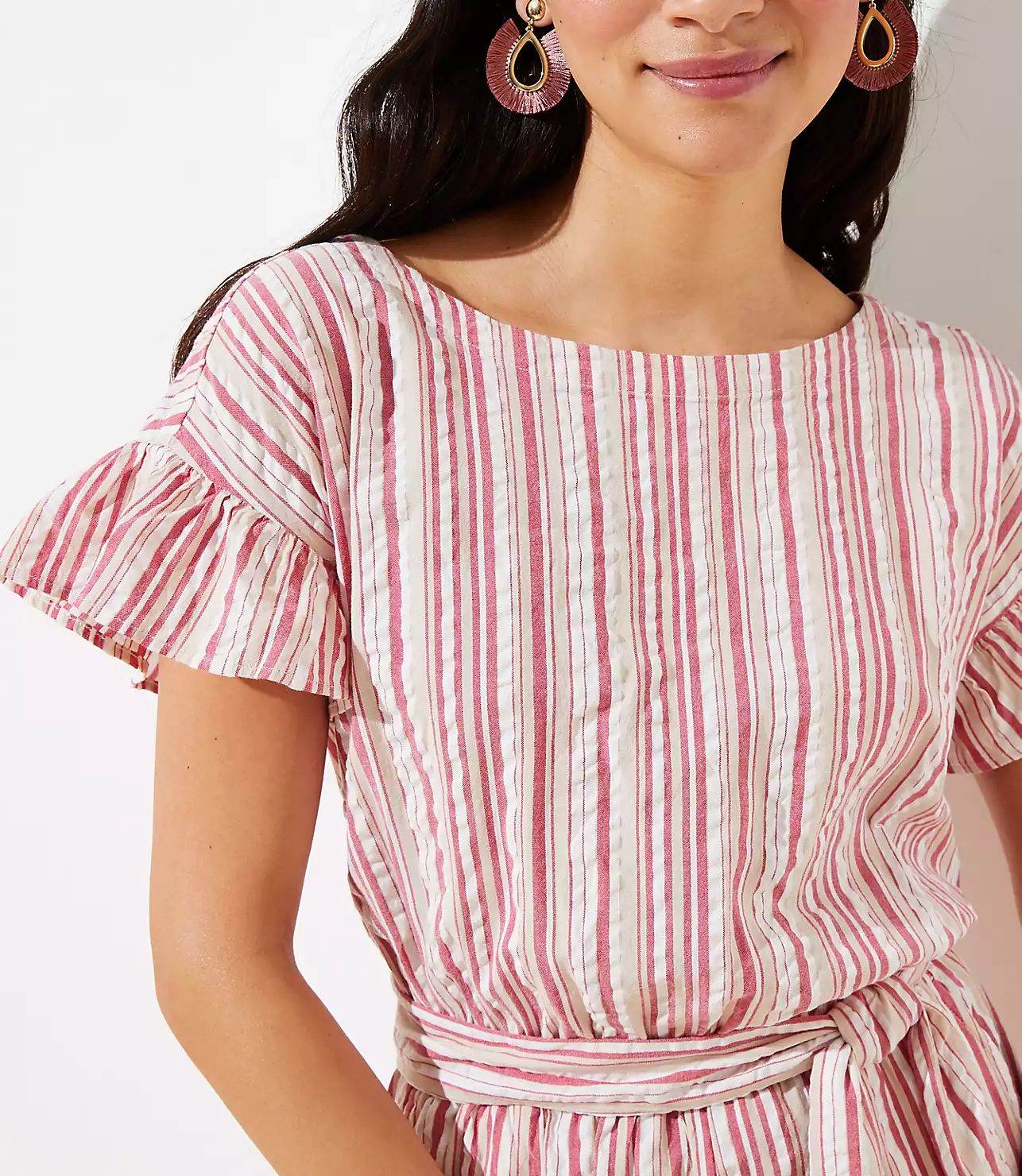 Striped Ruffle Romper | LOFT