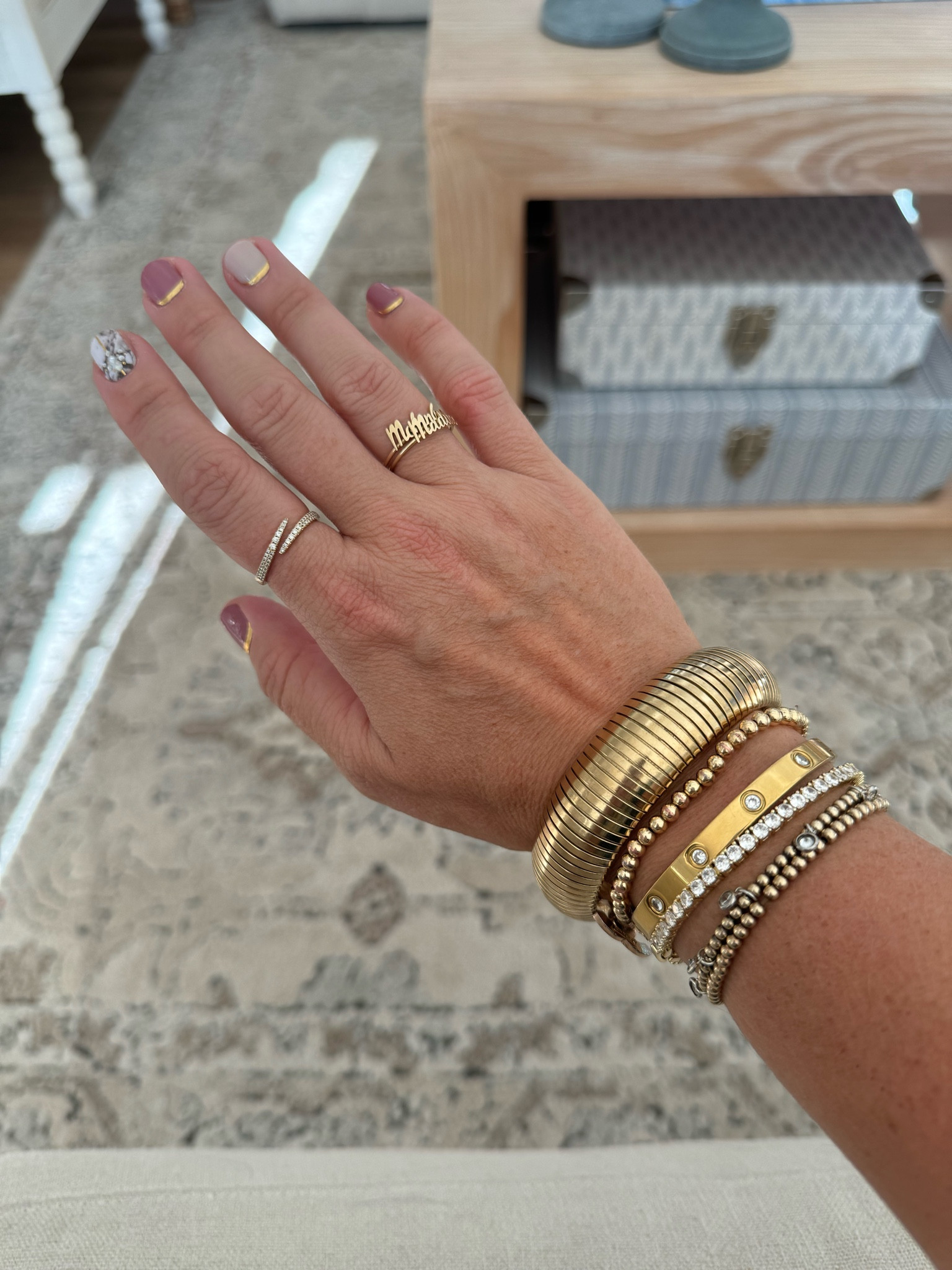 Loving my Amazon jewelry stack! Everything is by Pavoi which has great quality costume jewelry. My diamond ring is from ring concierge and my name rings are from shop baby gold! 

#LTKFindsUnder50 #LTKStyleTip