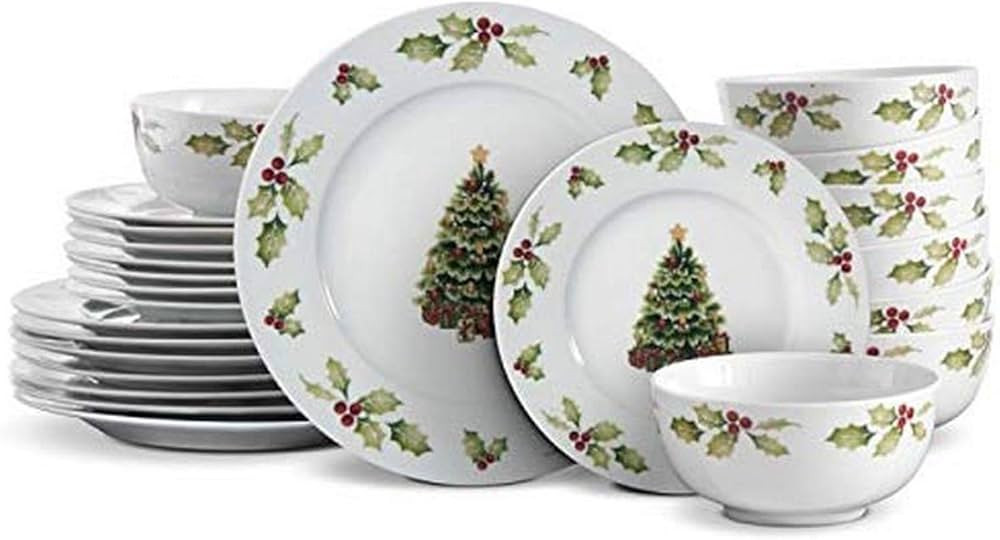 Pfaltzgraff Christmas Day Dinnerware Set, Service For 8, White | Amazon (US)