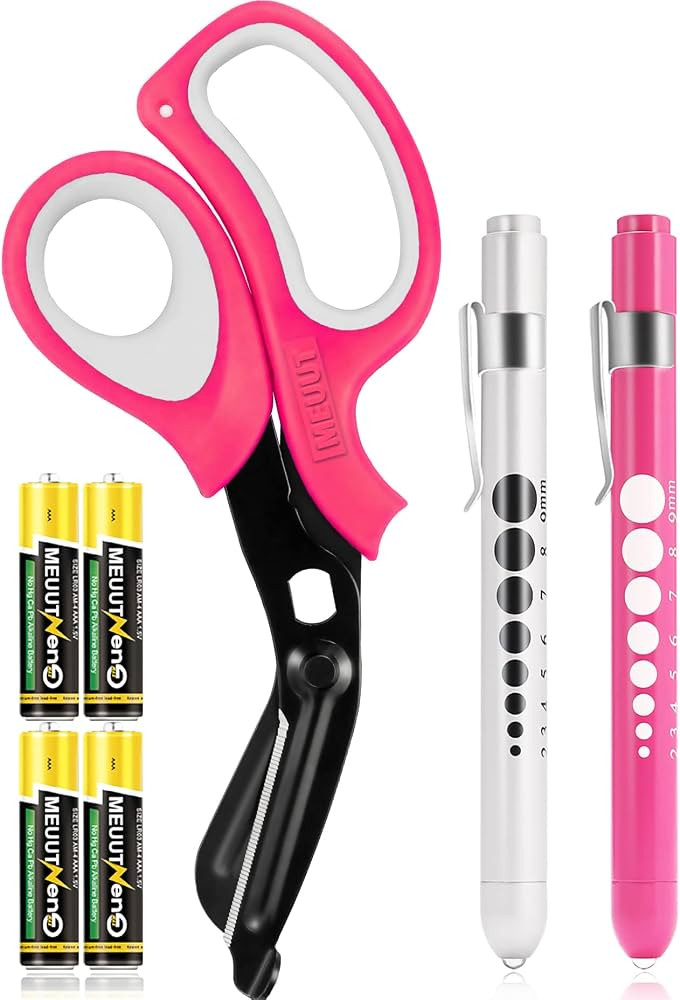 MEUUT 3 Pack Penlight & Medical Scissors- One 8 Inches Patented Trauma Shears Two LED Pen light w... | Amazon (US)