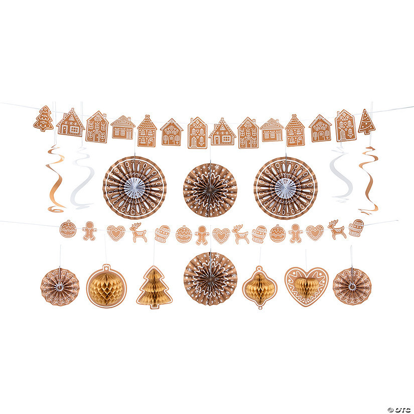 Elevated Gingerbread Party Hanging Decorations Kit - 16 Pc. | Oriental Trading Company