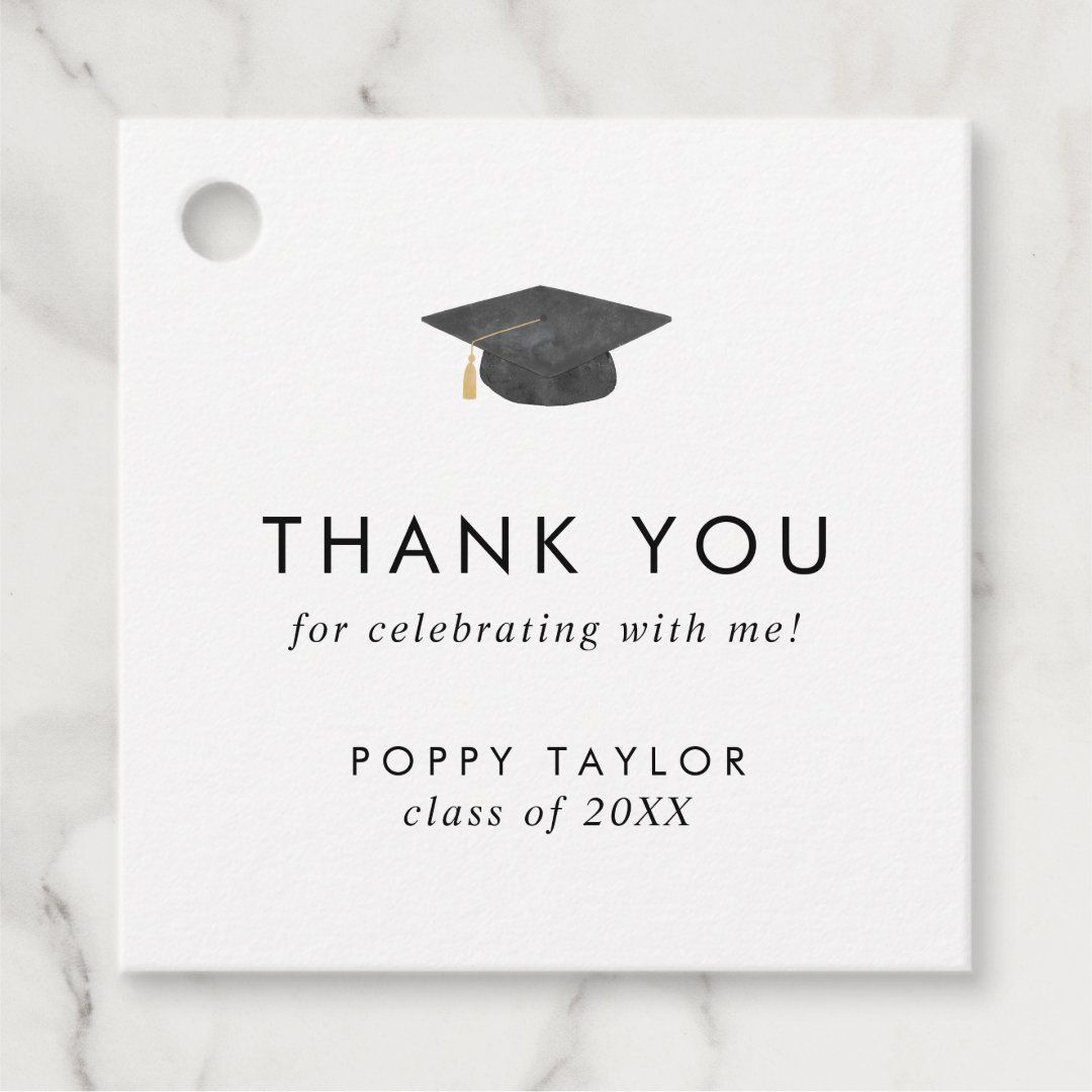 Chic Grad Cap Thank You Graduation Favor Tags | Zazzle | Zazzle