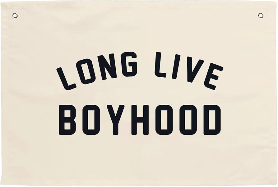 MINI ZOZI Long Live Boyhood Hanging Flag 20X30 Banners Black Canvas Wall Decor Art Sign Boys Room... | Amazon (US)
