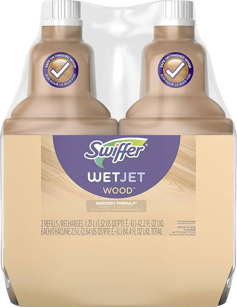 Swiffer Wetjet Wood Floor Cleaner Solution Refill, 42.2 Oz - 2 Pack | Amazon (US)